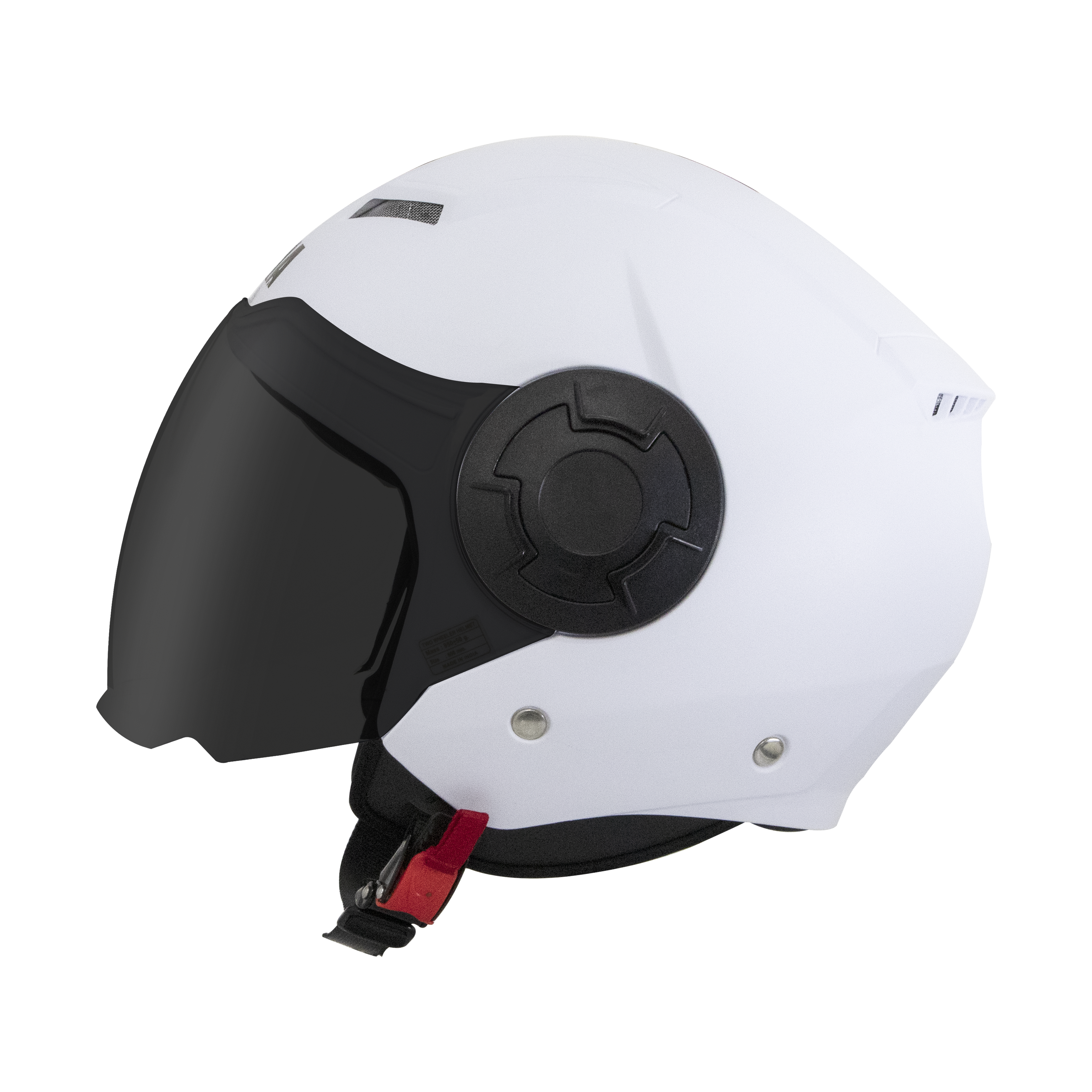 Steelbird Baron Open Face Helmet, ISI Certified Helmet (Dashing White With Smoke Visor)